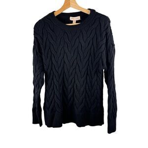 NWT Philosophy Black Cable Knit Long-Sleeve Sweater Sz M MSRP $98